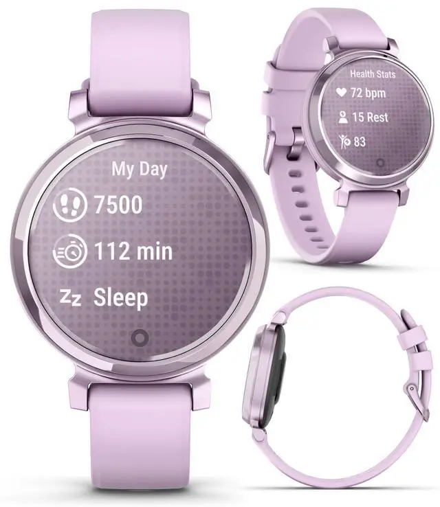 Alt view image 3 of 4 - Garmin Lily 2 - Metallic Lilac with Lilac Silicone Band: Women Stylish Smartwatch & Fitness Tracker | Up to 5 Days Battery Life, Health & Wellness Monitoring. 010-02839-01 Gift Bundle