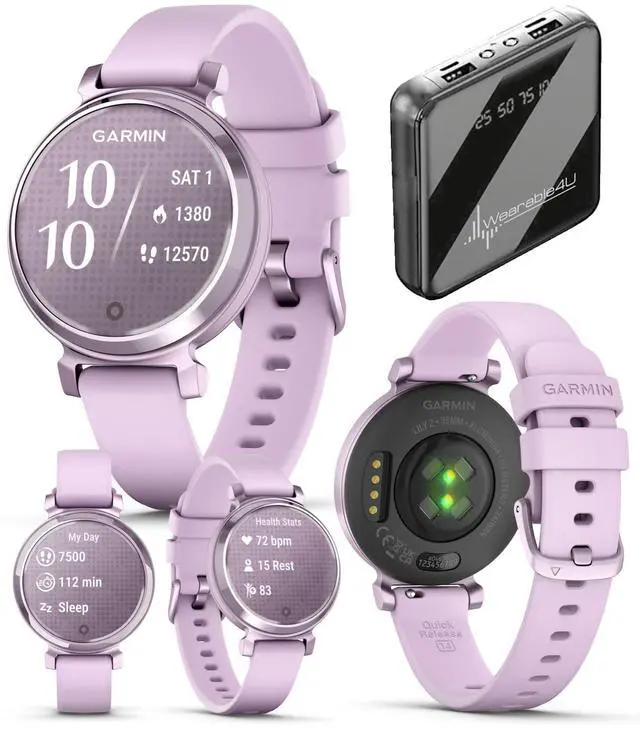 Main image of Garmin Lily 2 - Metallic Lilac with Lilac Silicone Band: Women Stylish Smartwatch & Fitness Tracker | Up to 5 Days Battery Life, Health & Wellness Monitoring. 010-02839-01 Gift Bundle