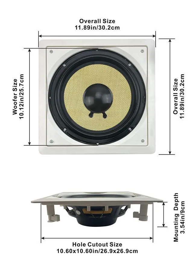 Alt view image 3 of 4 - Acoustic Audio HDS10 in Wall 10" Home Theater Passive Subwoofers 2 Speaker Set