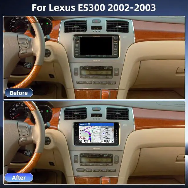 Alt view image 2 of 6 - 7'' Android 14 Car Stereo Radio for Lexus ES300 2002-2003, Double Din Touch Screen Car Radio with Carplay Android Auto Bluetooth Mirror Link MIC Backup Camera GPS Navi SWC WiFi FM RDS DSP
