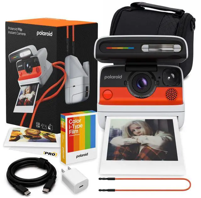 Main image of Flip Instant Camera in White with 4-Lens System + 8 Film Bundle | Instant Camera for Travel, Parties & Creative Photography, Sonar Autofocus, Compatible with i-Type & 600 Film