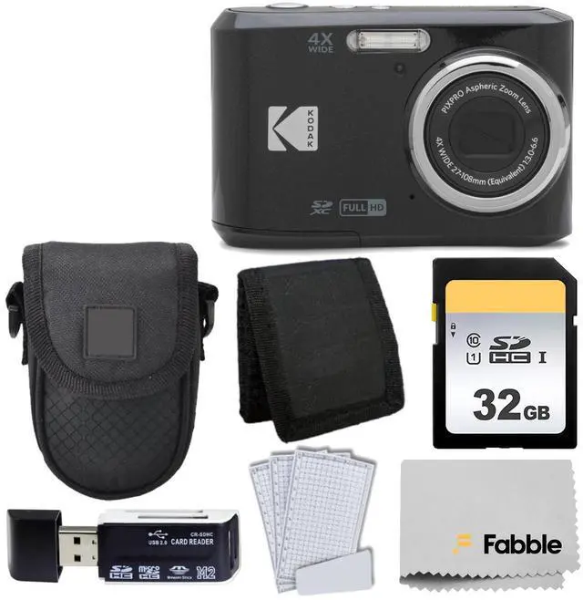 Main image of Kodak PIXPRO FZ45 Digital Camera Bundle with Black Point & Shoot Camera Case + Transcend 64GB SD Memory Card + Tri-fold Memory Card Wallet + Hi-Speed SD USB Card Reader + More (Black)