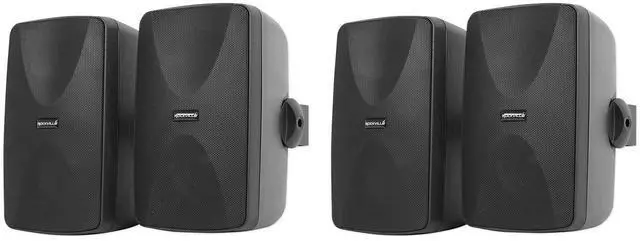 Main image of WET-7020B 70V Indoor/Outdoor Wall Speakers Black, 4-Pack | Selectable 20W, 15W, 10W, 5W, 2.5W Tap Settings, 40W RMS @ 8 Ohm, Built-In Transformer, Waterproof ABS Cabinet, Commercial