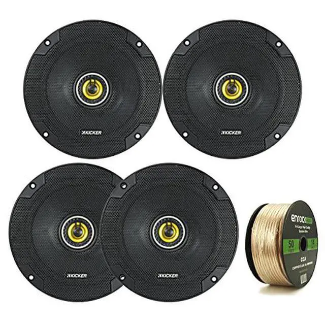 Alt view image 4 of 4 - Car Speaker Package Of 4x Kicker 300 Watt Max Power 6.5" CS Series 2-Way Car Audio Coaxial Speakers Bundle Combo With Enrock 50 Foot 14 Gauge Speaker Wire