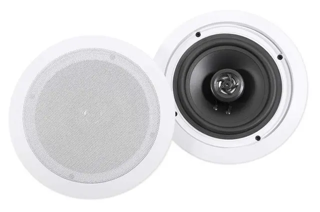 Alt view image 5 of 7 - HC655 White Pair 6.5" in-Ceiling Home Theater Speakers, 10-Pack | 500W Peak / 160W RMS, 2-Way, 8-Ohm, Aimable Tweeters, Paintable Flush Grilles, Spring Terminals, 7.6" Cutout