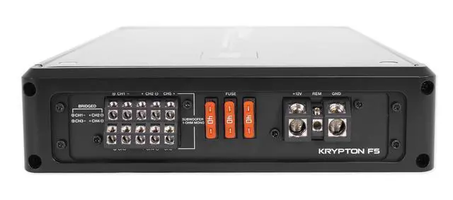 Alt view image 4 of 6 - Krypton F5 5 Channel Car Amplifier Bundle with RWK21 Amp Kit | 3200W Peak / 800W RMS, Class AB/D MOSFET, Bass Knob with Clip Indicator, Digital Volt Meter, 2 RTR172 17' RCA Cables, 4-Items