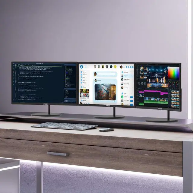 Alt view image 5 of 7 - 3-Pack Trio 24" Curved 1500R 1920x1080 75Hz FHD Computer Monitor | Triple Monitor Setup HDMI Office Gaming Hybrid, VESA Wall Mount Arm Mount Built-in Speakers, Panoramic Display Multi-tasking