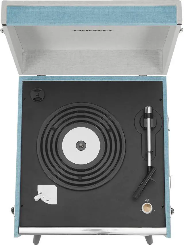 Alt view image 5 of 6 - CR6233F-TN Dansette Bermuda Record Player, Tourmaline | 2-Speed Turntable, Bluetooth In / Out, Aux-In