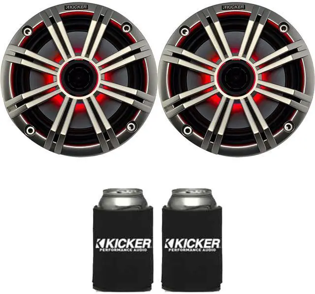 Main image of 41BKM614LS 6.5 in Silver LED Marine Speakers Pair | One pair of OEM replacement 6.5 in marine speakers with silver finish and LED lighting