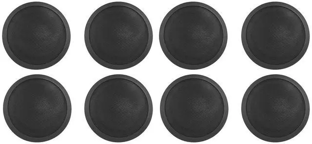 Main image of CCL6T Black 70V 6" Commercial/Restaurant Ceiling Speakers, 8-Pack | 10W, 5W, 2.5W Transformer Terminal Connections, Flush Mount Grilles, for PA Announcements, Background Music, Office Audio