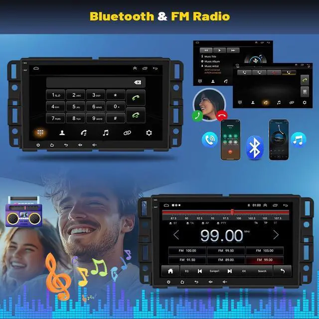 Alt view image 5 of 7 - 4G+64G 8" Double Din Car Stereo for Chevy Silverado 1500HD 2500HD 3500HD 2007-2013 with Wireless CarPlay Android Auto, Android 14 Touchscreen Car Radio with Bluetooth GPS WiFi FM RDS SWC BT Camera