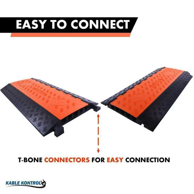 Alt view image 2 of 4 - Atlas Heavy Duty Cable Protector Ramp - 3 Channel - 1 Pc - 35 Long Black & Orange 23800 Lbs Capacity - Rubber Speed Bump Wire Protector Cord Cover CP9982-OR