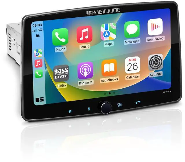 Main image of Elite BE10ACP Car Stereo - Detachable 10.1" Touch Screen Car Stereo Apple CarPlay & Android Auto Head Unit, Single DIN with Double DIN Brackets, Bluetooth, No CD/DVD Player