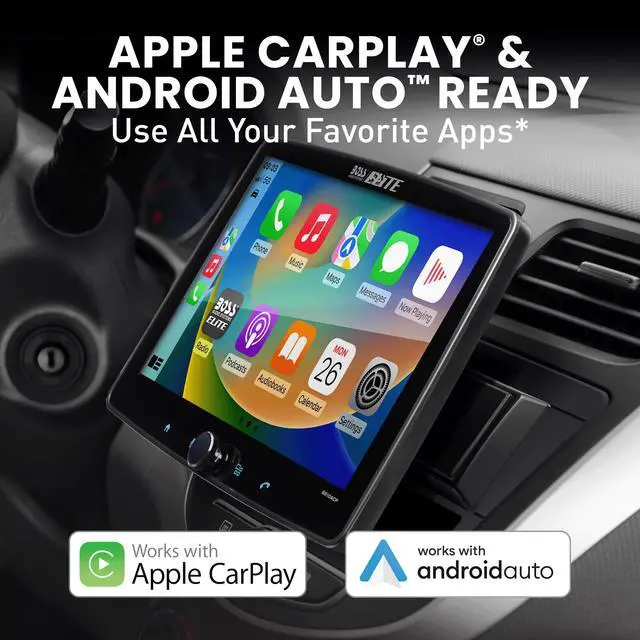 Alt view image 3 of 7 - Elite BE10ACP Car Stereo - Detachable 10.1" Touch Screen Car Stereo Apple CarPlay & Android Auto Head Unit, Single DIN with Double DIN Brackets, Bluetooth, No CD/DVD Player
