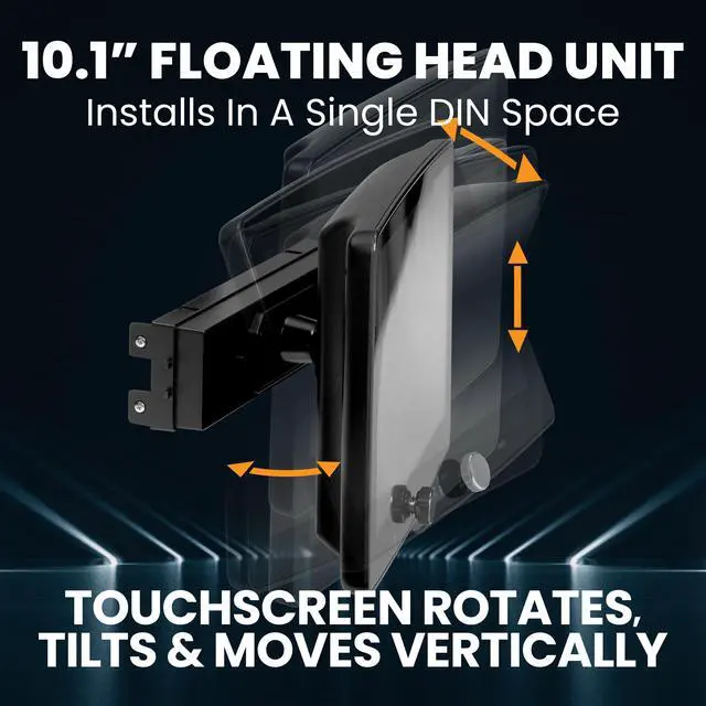 Alt view image 4 of 7 - Elite BE10ACP Car Stereo - Detachable 10.1" Touch Screen Car Stereo Apple CarPlay & Android Auto Head Unit, Single DIN with Double DIN Brackets, Bluetooth, No CD/DVD Player