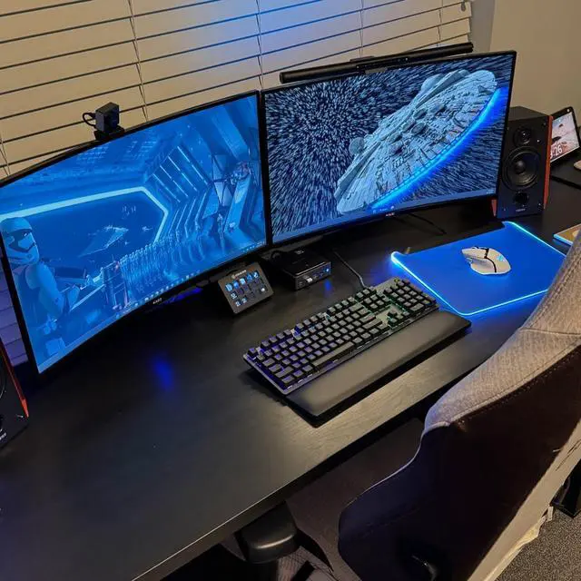 Alt view image 5 of 6 - Dual 2-Pack 24" Curved 1500R 180Hz 1ms 1920x1080 Gaming Office Monitor | AMD FreeSync Premium DisplayPort HDMI, Panoramic Gaming Multi-View Split Screen Streaming, VESA Mount Built-in Speakers