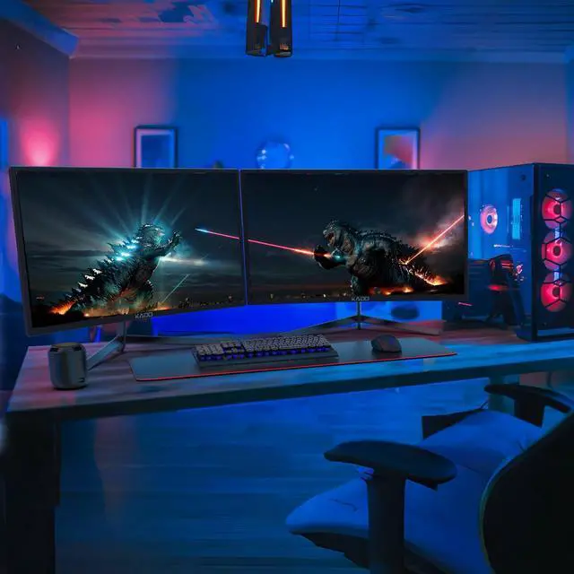 Alt view image 6 of 6 - Dual 2-Pack 24" Curved 1500R 180Hz 1ms 1920x1080 Gaming Office Monitor | AMD FreeSync Premium DisplayPort HDMI, Panoramic Gaming Multi-View Split Screen Streaming, VESA Mount Built-in Speakers