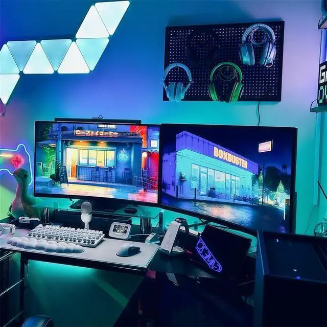 Alt view image 4 of 6 - Dual 2-Pack 24" Curved 1500R 180Hz 1ms 1920x1080 Gaming Office Monitor | AMD FreeSync Premium DisplayPort HDMI, Panoramic Gaming Multi-View Split Screen Streaming, VESA Mount Built-in Speakers