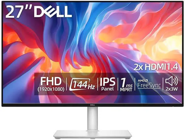 Main image of Plus 27 inch Monitor, FHD 1080p, 144Hz Refresh Rate, LED Display, sRGB 99%, 1500:1 Contrast Ratio, Anti-Glare, VESA, Integrated 2 x 3W Speakers, 2 X HDMI 1.4, Height/Tilt/Swivel/Pivot, White