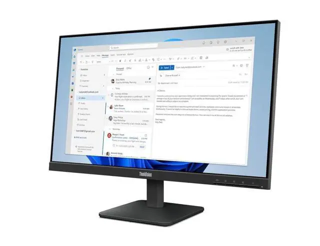 Alt view image 3 of 7 - ThinkVision 24" FHD IPS Monitor w/ 100 Hz Refresh Rate, VESA Mount | 4ms Response Time, Flicker Free, Anti-Glare, HDMI & DKZ USB Expander, Black