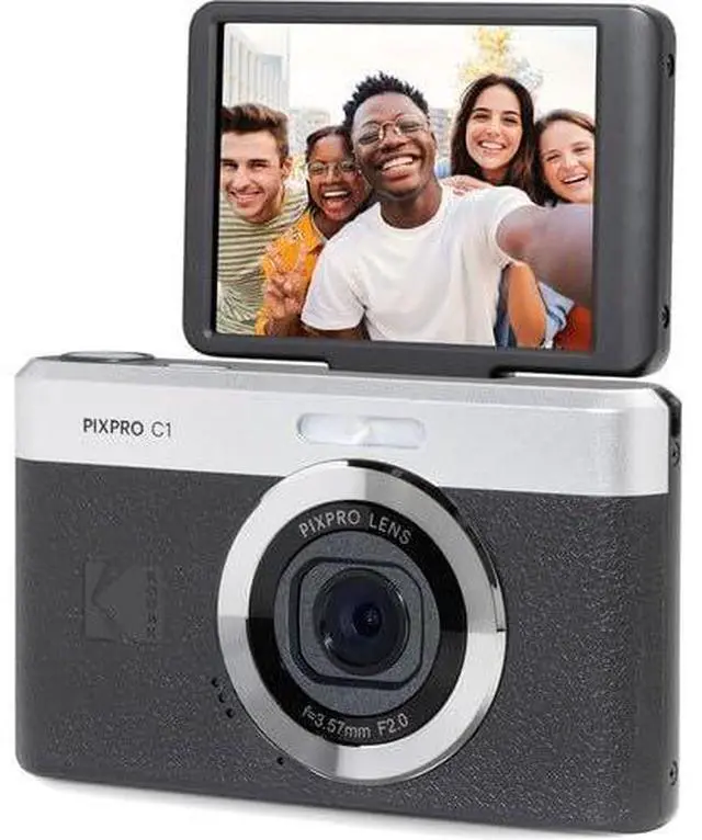 Alt view image 2 of 7 - Kodak PIXPRO C1 Digital Camera, 13MP Compact Point & Shoot, 2.8 180° Flip LCD Screen, 26mm Wide Angle Lens, 4X Digital Zoom, 1080P Full HD Video, Brown + Camera Case & 32GB Micro SD Card