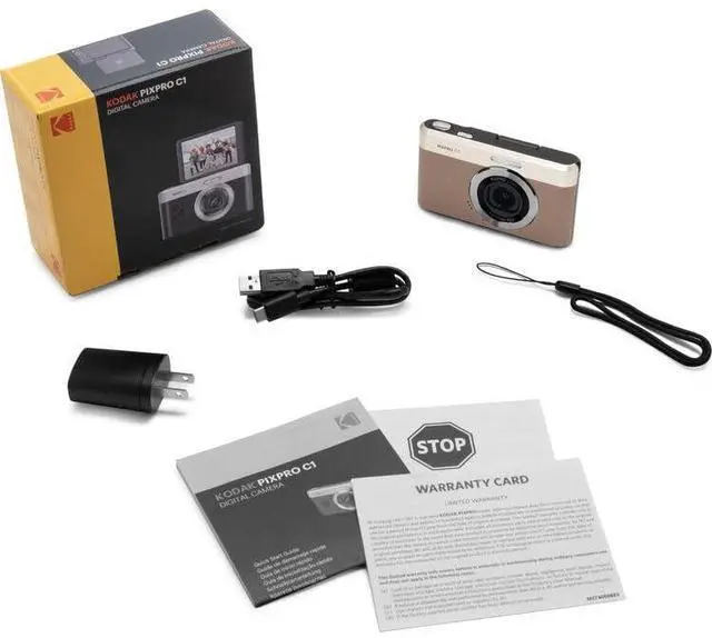 Alt view image 6 of 6 - Kodak PIXPRO C1 Digital Camera, 13MP Compact Point & Shoot, 2.8 180° Flip LCD Screen, 26mm Wide Angle Lens, 4X Digital Zoom, 1080P Full HD Video, Tan + Camera Case & 32GB Micro SD Card