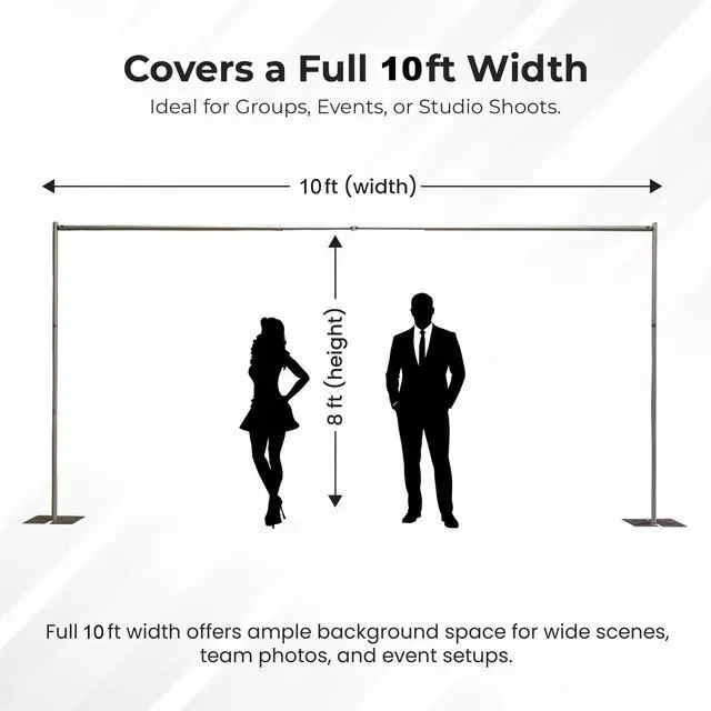 Alt view image 2 of 7 - 8 Foot Tall Fixed Height Portable Pipe and Drape Backdrop Kit 8ft x 10ft (No Drapes)
