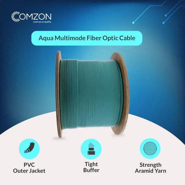 Alt view image 4 of 6 - Duplex Zipcord Fiber Optic Cable, OM3 Multimode, Aqua, 1000ft Spool | Plenum Rated, Corning Clearcurve Bend-Insensitive, 3.0mm, Easy To Terminate