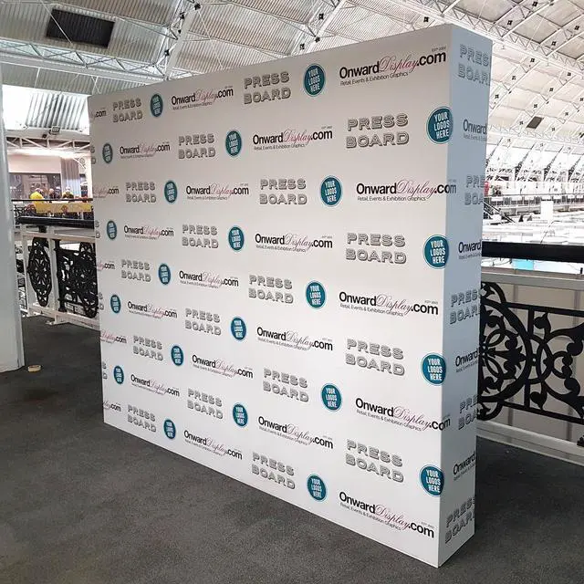 Alt view image 2 of 7 - Custom Tension Fabric Trade Show Backdrop Pop Up Display Banner Only | 7.5x15FT Step and Repeat Banner Backdrop for Trade Show Booth, Wedding, Party & Events