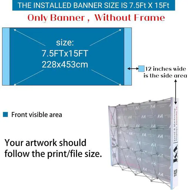 Alt view image 3 of 7 - Custom Tension Fabric Trade Show Backdrop Pop Up Display Banner Only | 7.5x15FT Step and Repeat Banner Backdrop for Trade Show Booth, Wedding, Party & Events