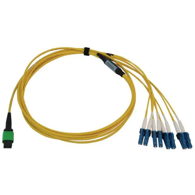Alt view image 2 of 5 - Single Mode Fiber Patch Cable, 9/125 OS2 MPO to 4X Switchable LC Duplex (F/M APC-UPC), 8 Fiber, Yellow, LSZH Jacket, 2 Meters / 6.6 Feet, (N390X-02M-8L-AP)