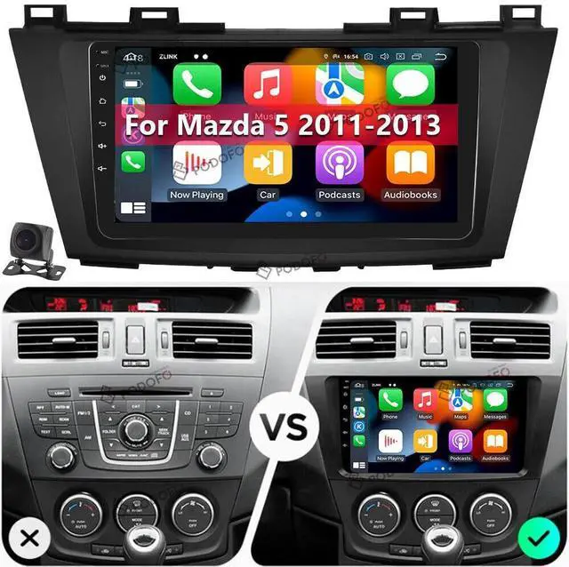 Main image of 2+64G Android 14 Car Radio Stereo for Mazda 5 2011 2011 2012 2013-2015, 9" Touch Screen Double Din Car Radio with Wireless Carplay Android Auto Car Stereo GPS Bluetooth FM/RDS AHD Backup Camera SWC
