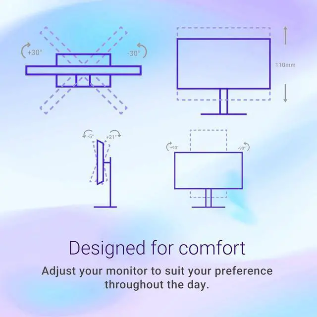 Alt view image 7 of 7 - 24 inch FHD Monitor, 144Hz, 1ms, IPS Panel, LED Display, AMD FreeSync, sRGB 99%, 1500:1 Contrast Ratio, Anti-Glare, VESA, 2x3W Speakers, 2 X HDMI 1.4, Height/Tilt/Swivel/Pivot, Adjustability