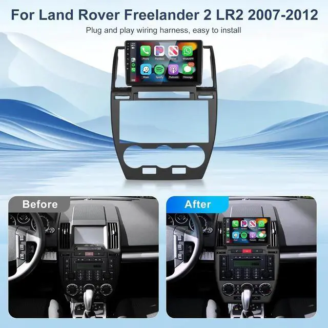 Alt view image 2 of 6 - 2+32G Android 13 Double Din Car Stereo Radio for 2007-2012 Compatible with Land Rover with Freelander 2 LR2 9'' Touch Screen CarRadio Audio Receiver with Wireless CarPlay Android Auto,GPS Navigation