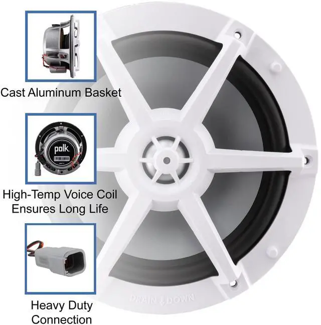 Alt view image 2 of 7 - RV 7.7" Coaxial Water-Resistant Speaker Indoor/Outdoor with RGB LED Lighting (1)