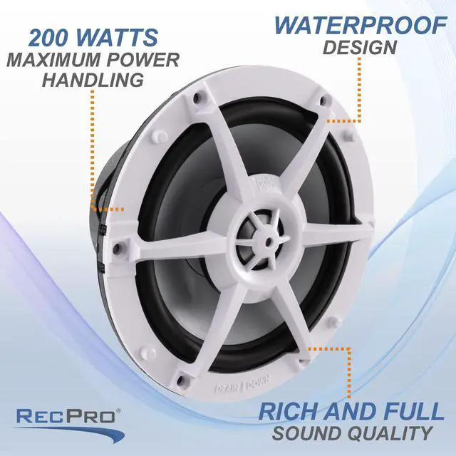 Alt view image 3 of 7 - RV 7.7" Coaxial Water-Resistant Speaker Indoor/Outdoor with RGB LED Lighting (1)
