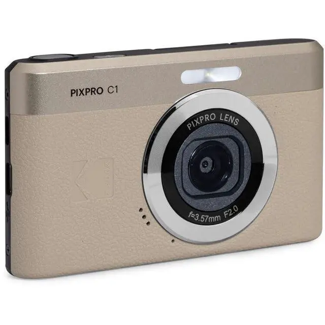 Alt view image 3 of 7 - PIXPRO C1 Compact Digital Camera (Tan), 13MP Point and Shoot Camera for Selfies, Travel, Vlogging and Everyday Photos (C1-TN) + 32GB Card + Camera Bag + Cleaning Kit (7pc Bundle)