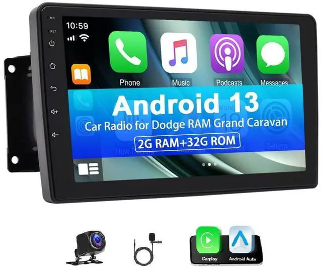 Main image of 9in Android 13 Car Stereo for Dodge Ram 1500/2500/3500 1994-2002 | for Jeep Wrangler TJ 1997-2006, with Wireless CarPlay Android Auto, GPS Navigation, Backup Camera, DSP, SWC