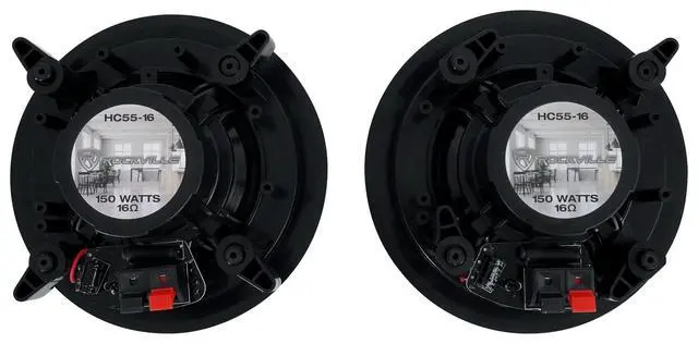 Alt view image 3 of 6 - HC55-16 Black 5.25" in-Ceiling Home Theater Speakers, 8-Pack | 300W Peak/120W RMS, 16 Ohm, 2-Way, Swivel Tweeter, Polypropylene Cone, Flush Mount Paintable Grills, Spring Loaded Terminals