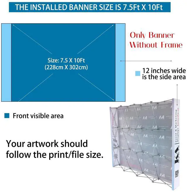 Alt view image 2 of 5 - Custom Tension Fabric Trade Show Backdrop, Pop-Up Display Banner Only | 7.5x10FT Step and Repeat Banner Backdrop for Trade Show Booth, Wedding, Party & Events