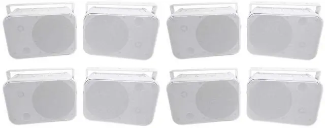 Main image of HP65S White 6.5" Outdoor/Indoor Home Theater Speakers, 8-Pack | 500W Peak/160W RMS, Swivel Bracket, IPX44 Weather Resistant, Stainless Steel Grill, Bass Reflex Port, 4 Ohm, Waterproof