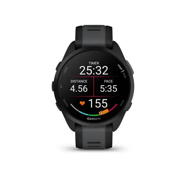 Alt view image 5 of 6 - Garmin Forerunner 165 Running Smartwatch, Colorful AMOLED Touchscreen, Training Metrics and Recovery Insights Includes PowerPack, Adapters Bundle, Black/Slate Gray