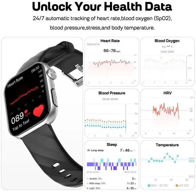 Alt view image 2 of 7 - GT5 PRO MAX Smart Watch for Men Women (Answer & Make Calls), Fitness Tracker with 1.97" AMOLED Display, Heart Rate, Blood Pressure, Blood Oxygen Sleep & Stress Tracking, 100+ Sports Modes