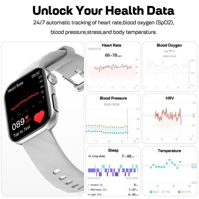 Alt view image 2 of 7 - GT5 PRO MAX Smart Watch for Men Women (Answer & Make Calls), Fitness Tracker with 1.97" AMOLED Display, Heart Rate, Blood Pressure, Blood Oxygen Sleep & Stress Tracking, 100+ Sports Modes