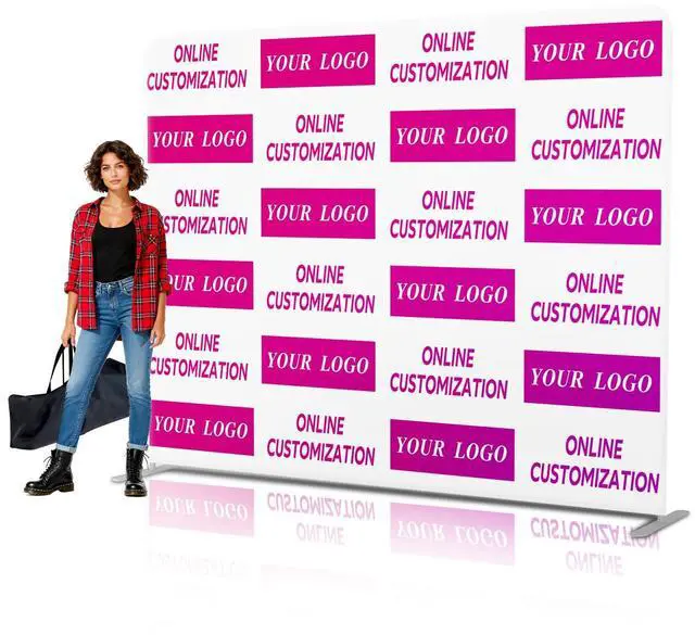 Main image of Custom Tension Fabric Display Backdrop for Trade Show Booth, Step and Repeat Banner Stand for Business, Weddings, Events (Double Sided Print 7.5x7.5 FT)