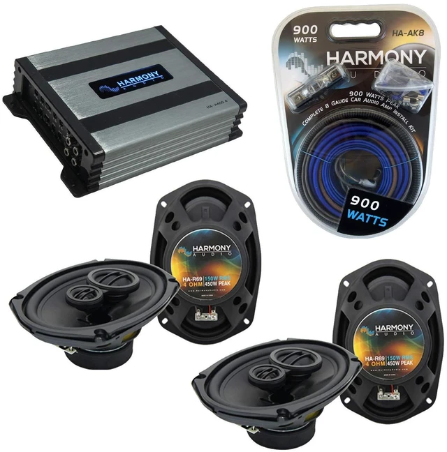 Main image of 6x9 Speaker HA-A400.4 Amp Bundle Fits Jeep Patriot 2007-2017 | 4 channel power included, direct replacement factory swap, complete plug-in upgrade, clear sound boost