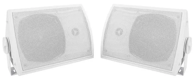 Alt view image 2 of 6 - HP5S 5.25" White Outdoor/Indoor Home Theater Speakers, 4-Pack | 420W Peak/140W RMS, IPX44 Rated, Swivel Mounting Bracket, Waterproof, ABS Construction, Stainless Steel Grill, 4 Ohm, 90dB