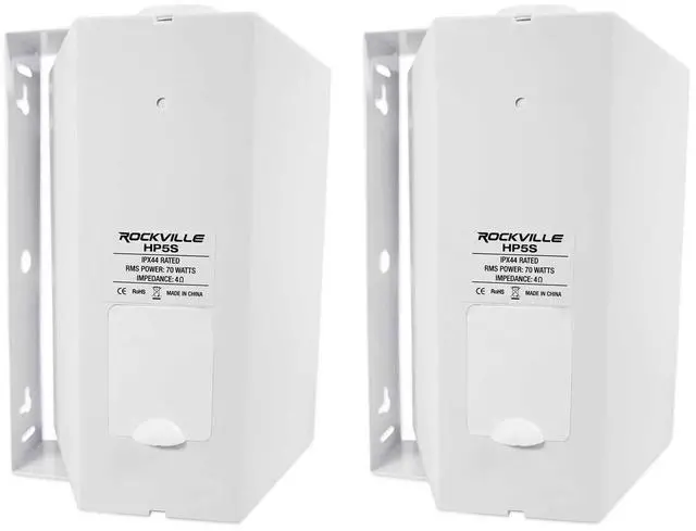 Alt view image 5 of 6 - HP5S 5.25" White Outdoor/Indoor Home Theater Speakers, 4-Pack | 420W Peak/140W RMS, IPX44 Rated, Swivel Mounting Bracket, Waterproof, ABS Construction, Stainless Steel Grill, 4 Ohm, 90dB