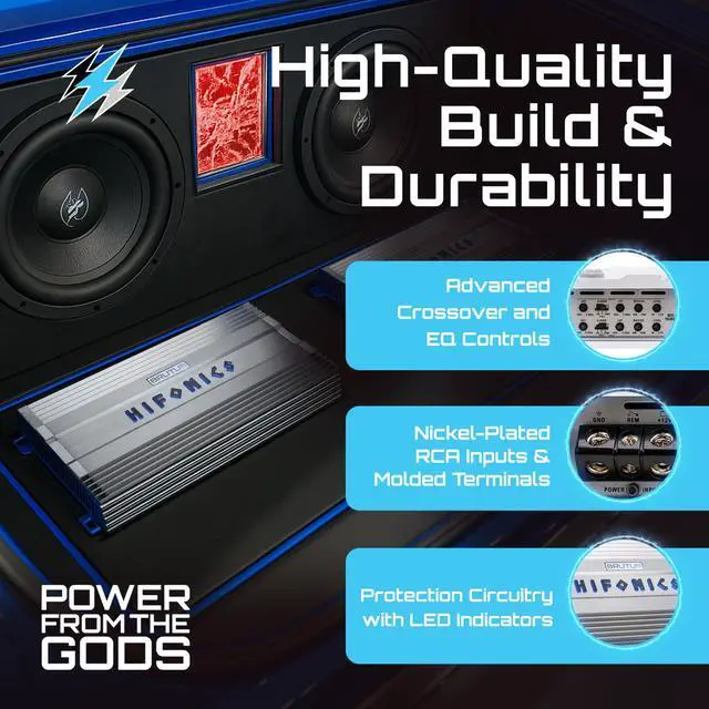 Alt view image 3 of 7 - Brutus Gamma Monoblock Super D Class 1300 Watt Car Audio Sound | System Subwoofer Speaker Amp Amplifier with Bass Knob