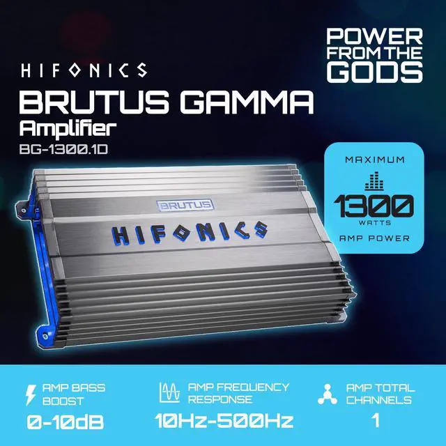 Alt view image 2 of 7 - Brutus Gamma Monoblock Super D Class 1300 Watt Car Audio Sound | System Subwoofer Speaker Amp Amplifier with Bass Knob